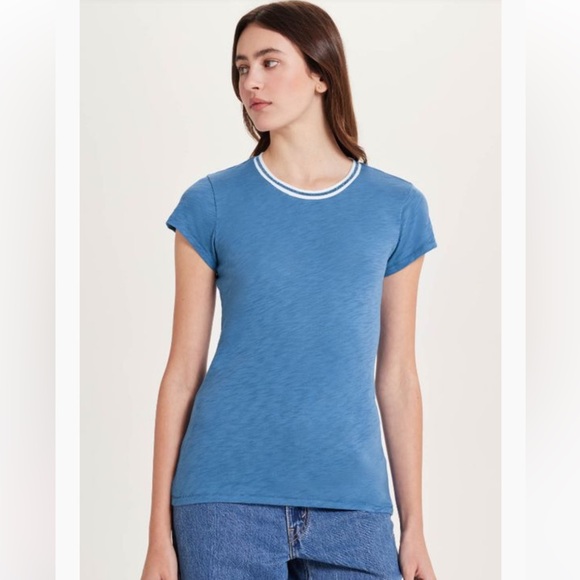 Goldie Metallic Tipped Ringer Tee in Riverside - Picture 1 of 5